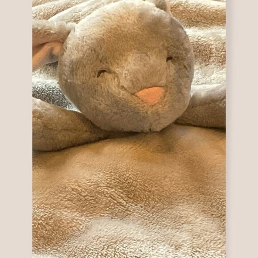 2020 Carters Grey and Pink Rabbit Bunny Lovey Security Blanket Plush Stuffed Toy